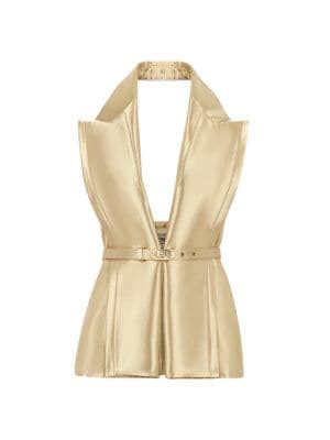 Fendi Cady Belted Metallic Gilet Top on SALE .